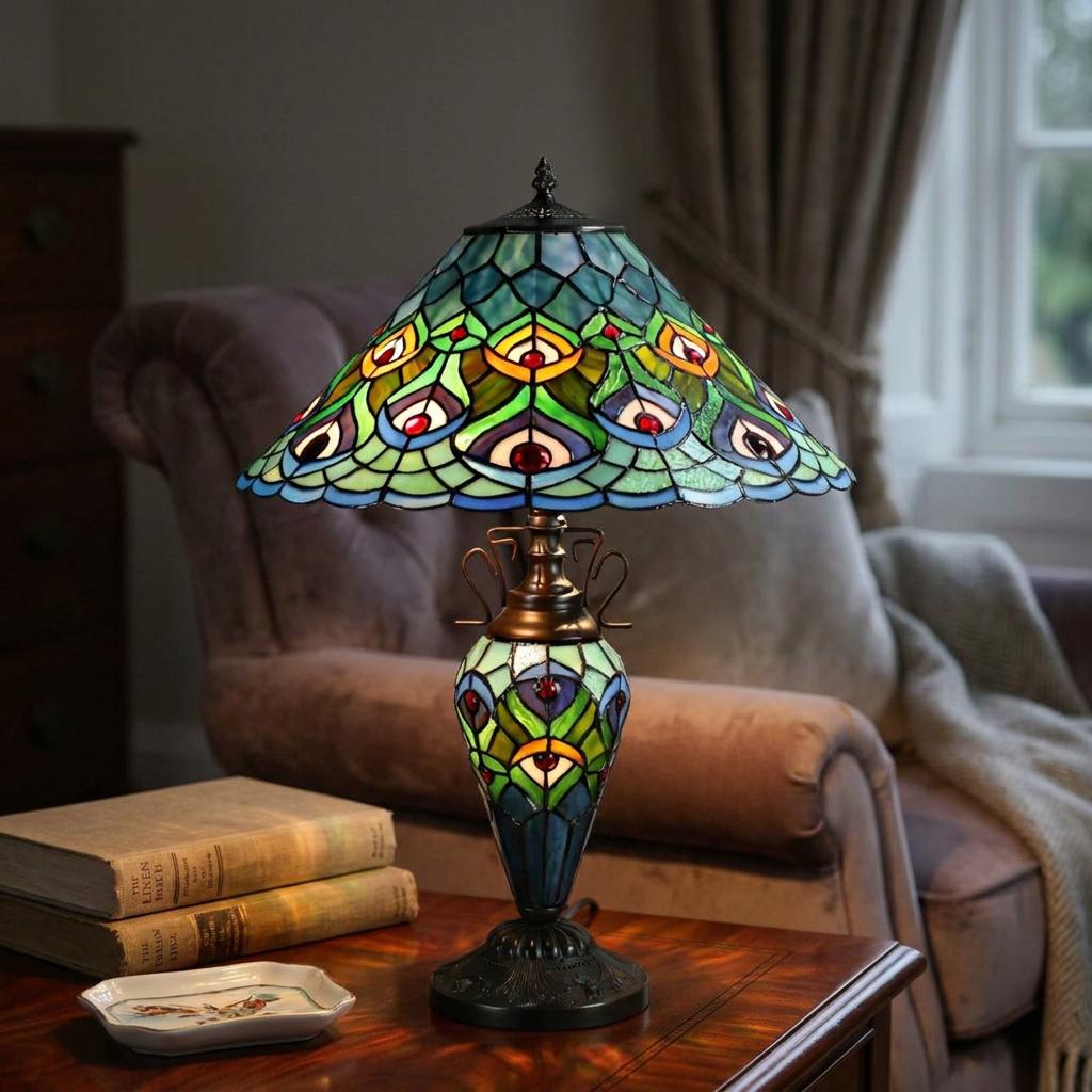 Lampada da Tavolo Tiffany Doppia Oldbury