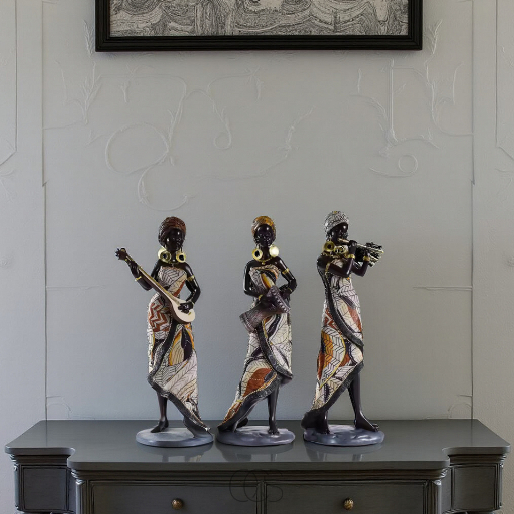 OCS - Set di Sculture Decorative di Musicisti Africani
