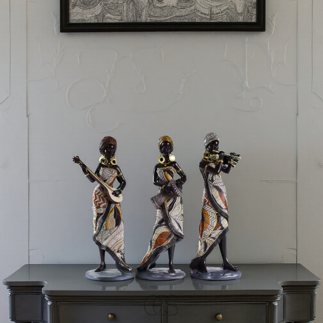OCS - Set di Sculture Decorative di Musicisti Africani