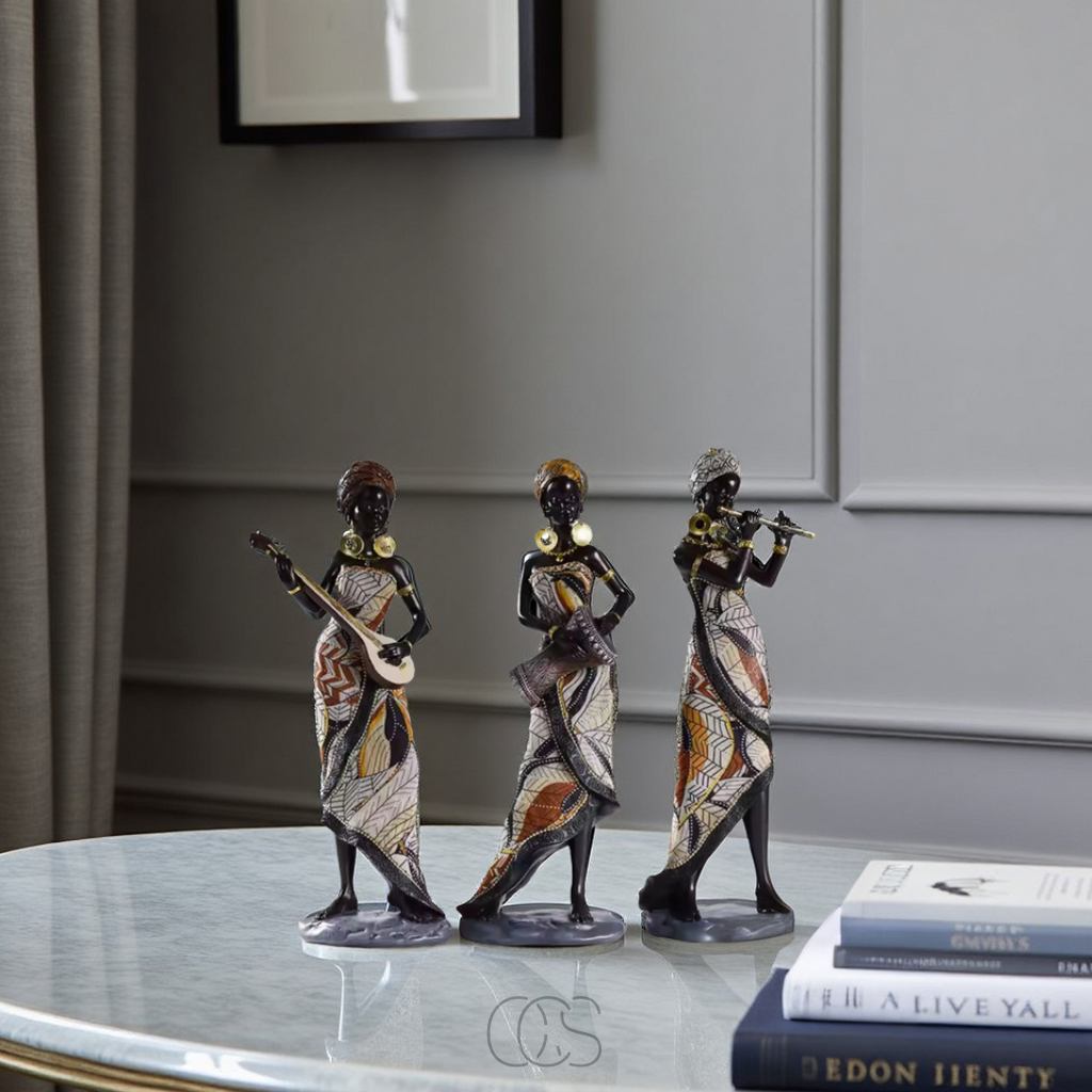 OCS - Set di Sculture Decorative di Musicisti Africani