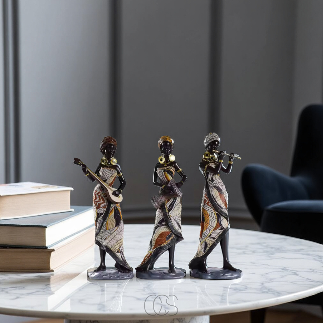 OCS - Set di Sculture Decorative di Musicisti Africani