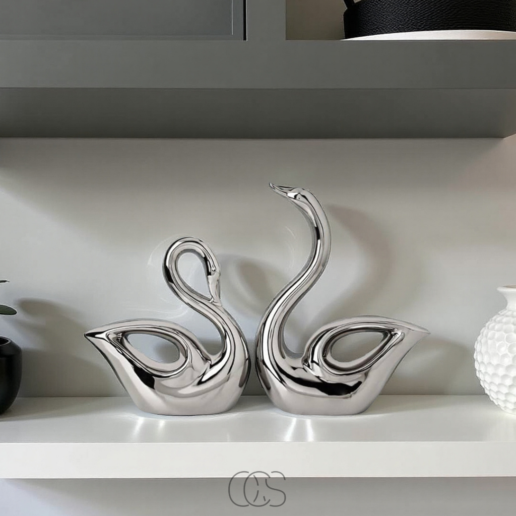 OCS - Coppia di Cigni in Ceramica