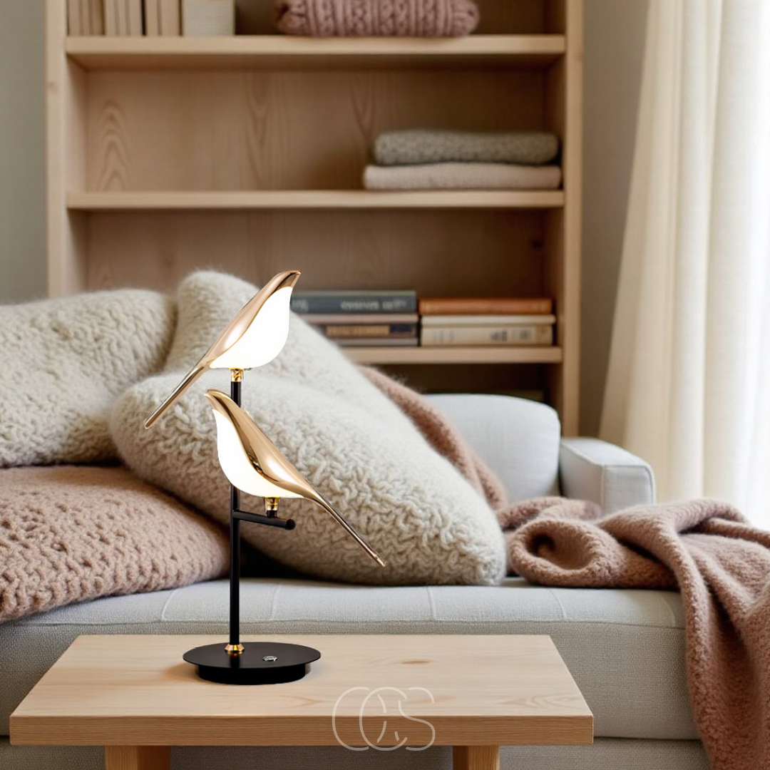 OCS - Lampada da Tavolo LED con Uccellino Dorato – Luce Calda e Atmosferica