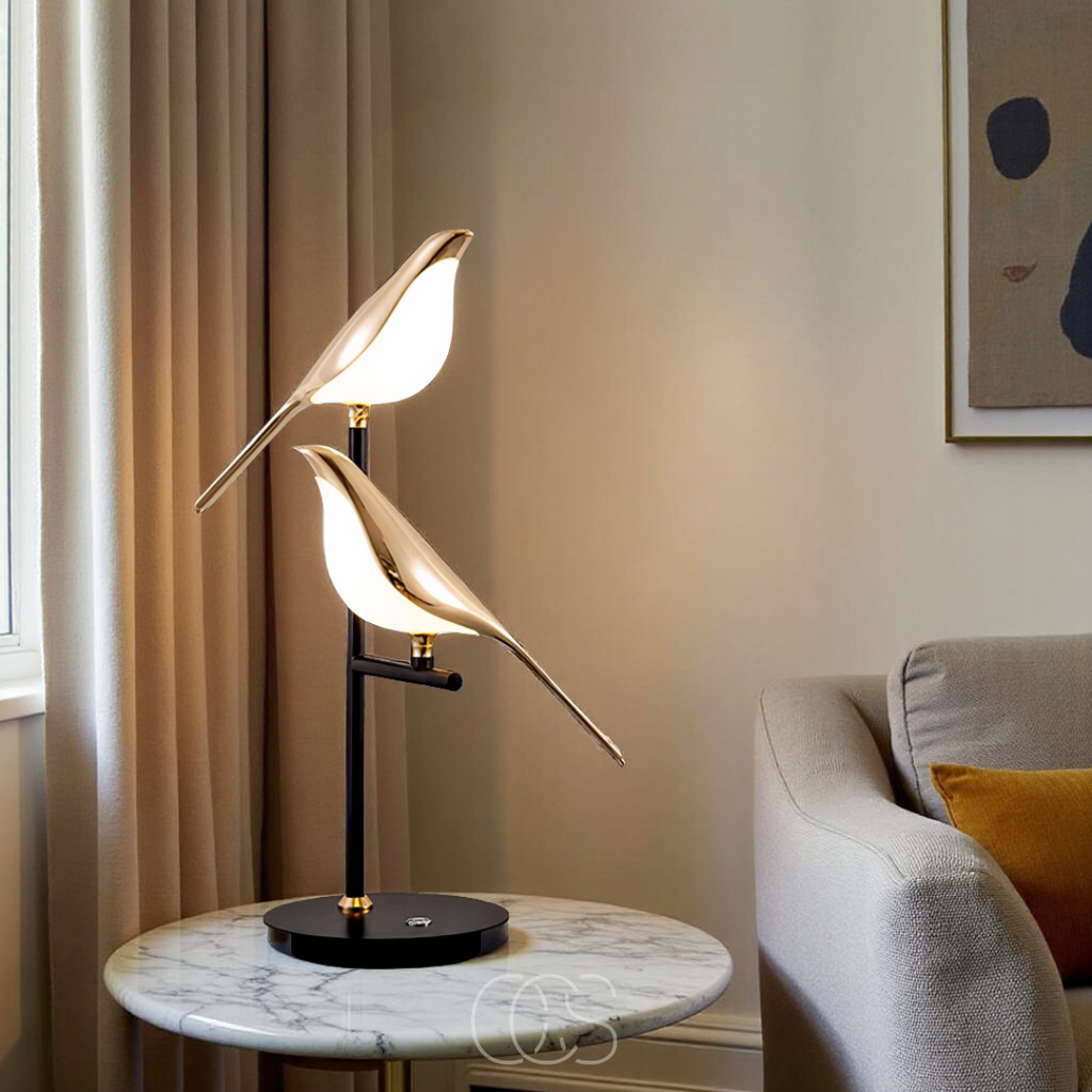 OCS - Lampada da Tavolo LED con Uccellino Dorato – Luce Calda e Atmosferica
