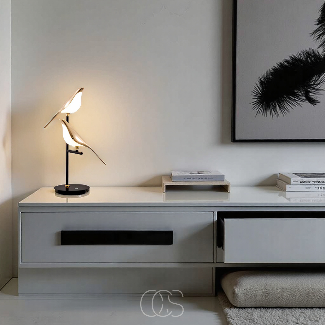 OCS - Lampada da Tavolo LED con Uccellino Dorato – Luce Calda e Atmosferica