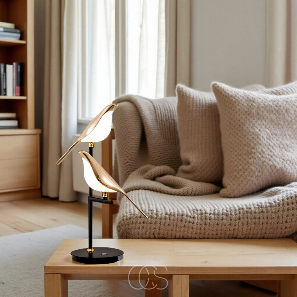OCS - Lampada da Tavolo LED con Uccellino Dorato – Luce Calda e Atmosferica