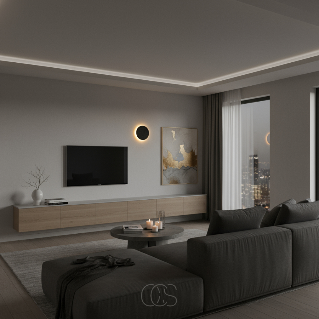 OCS - Applique Rotonda - Design Moderno LED in Nero