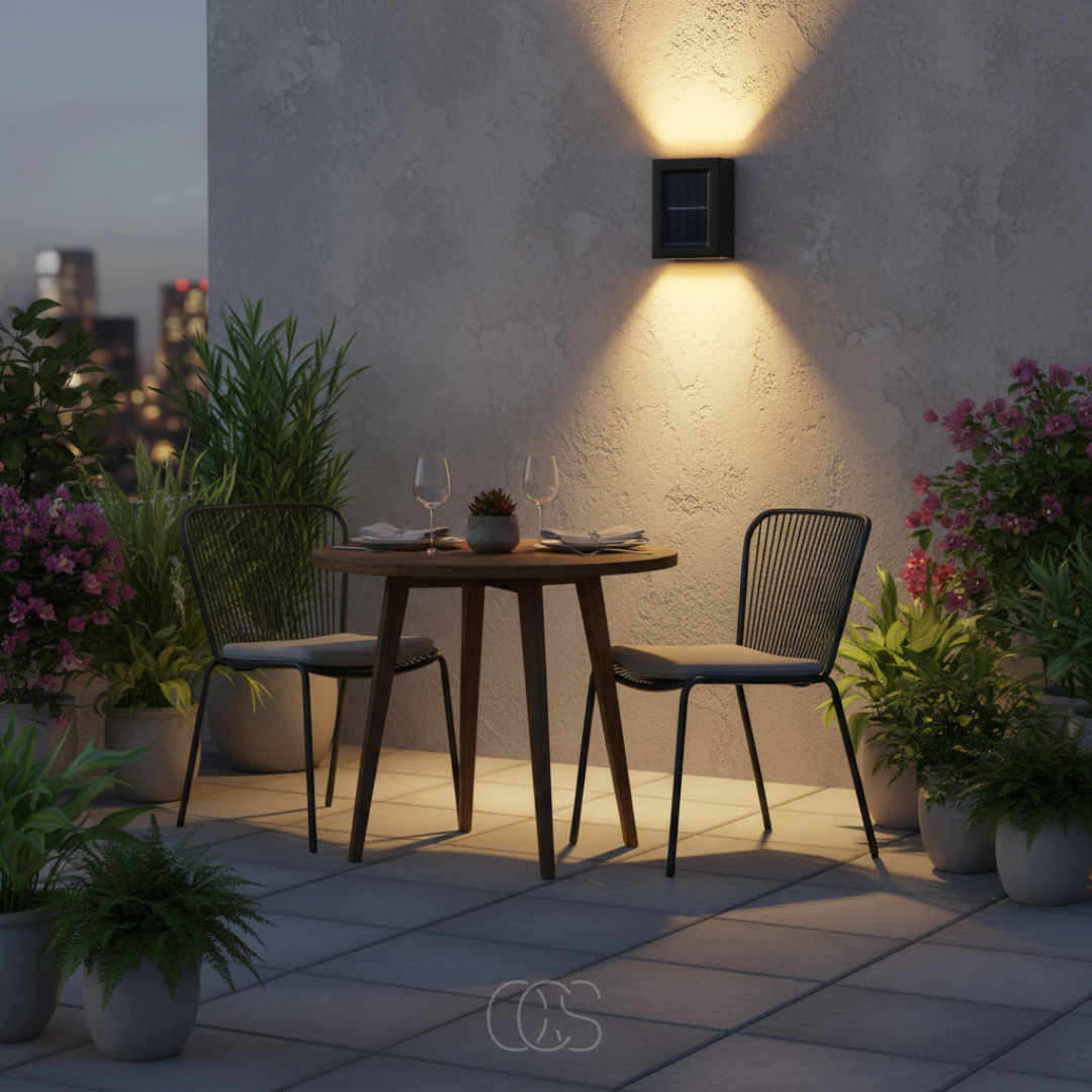 OCS - Lampada da Parete Esterna Wireless – Solare con Sensore & Impermeabile IP65