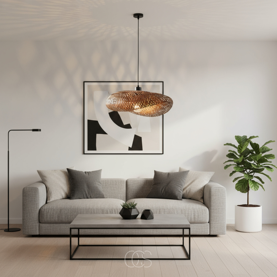 OCS - Lampada a sospensione in bambù boho intrecciato