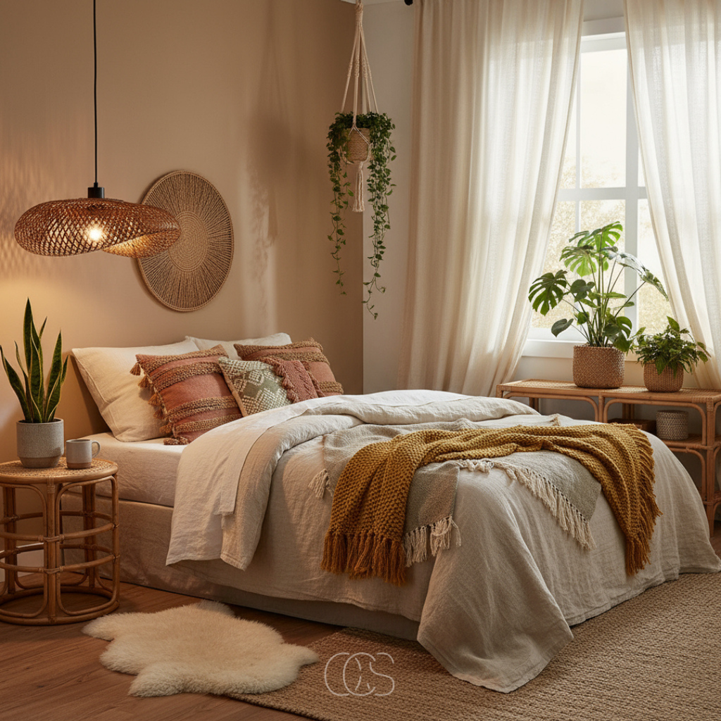 OCS - Lampada a sospensione in bambù boho intrecciato