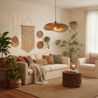 OCS - Lampada a sospensione in bambù boho intrecciato