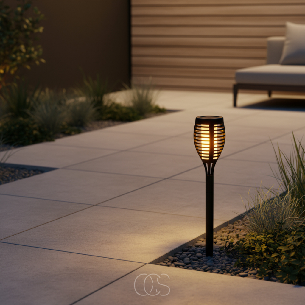 OCS - Torcia LED Solare per Giardino – Effetto Fiamma a Energia Solare