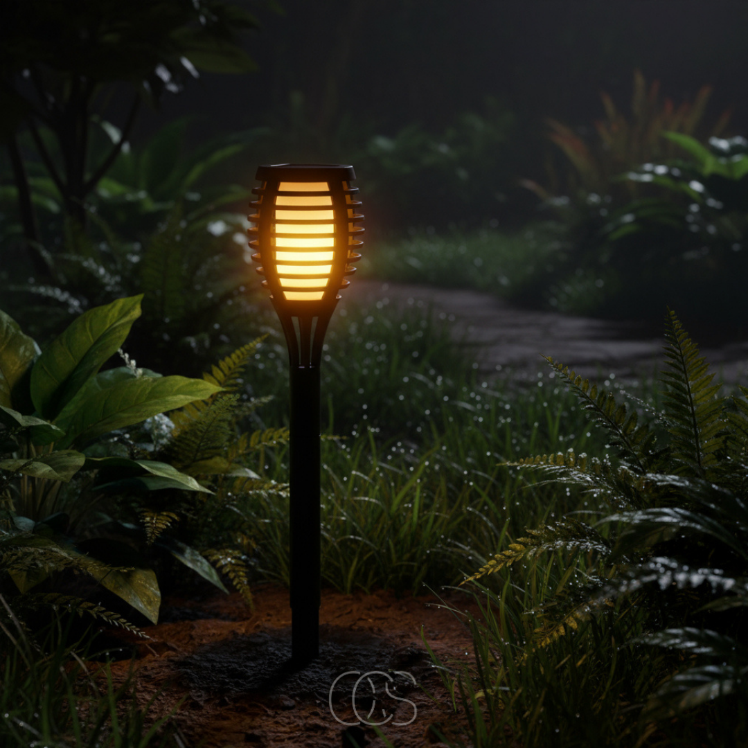OCS - Torcia LED Solare per Giardino – Effetto Fiamma a Energia Solare