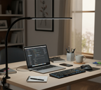 Lampada da Scrivania Regolabile con Barra LED Sottile Nera