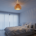 OCS - Lampada da soffitto in rattan rustico