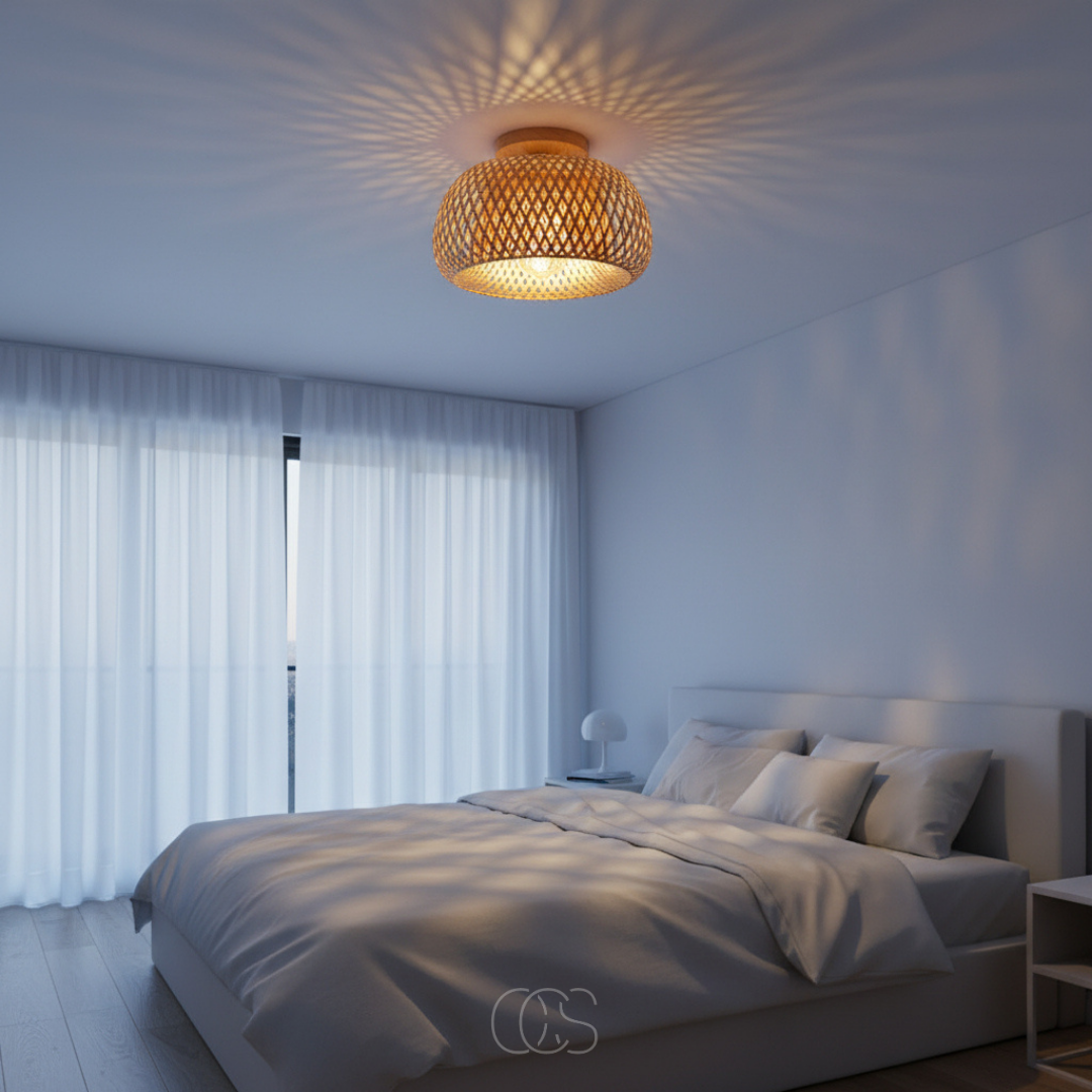 OCS - Lampada da soffitto in rattan rustico