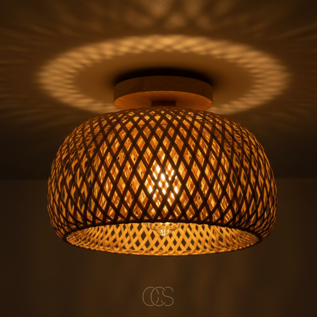 OCS - Lampada da soffitto in rattan rustico