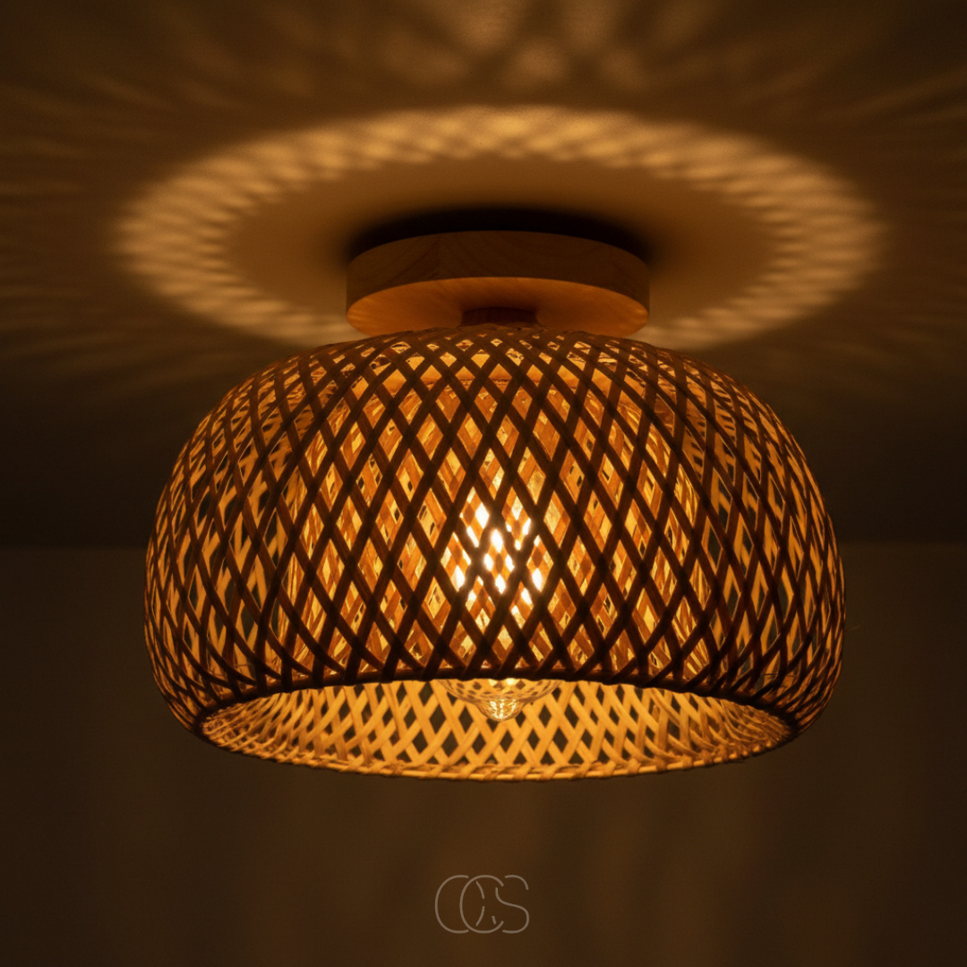 OCS - Lampada da soffitto in rattan rustico