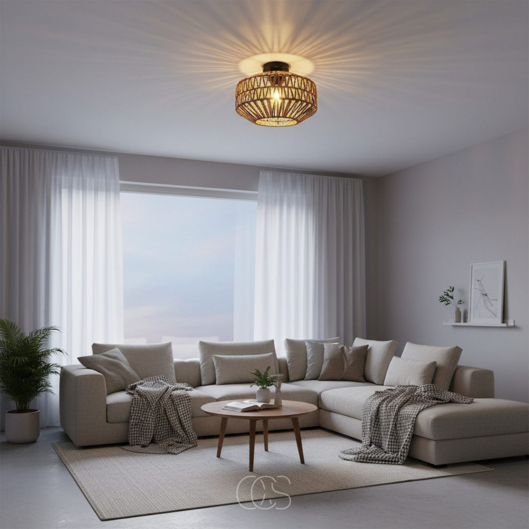 OCS - Lampada da soffitto Lina in rattan