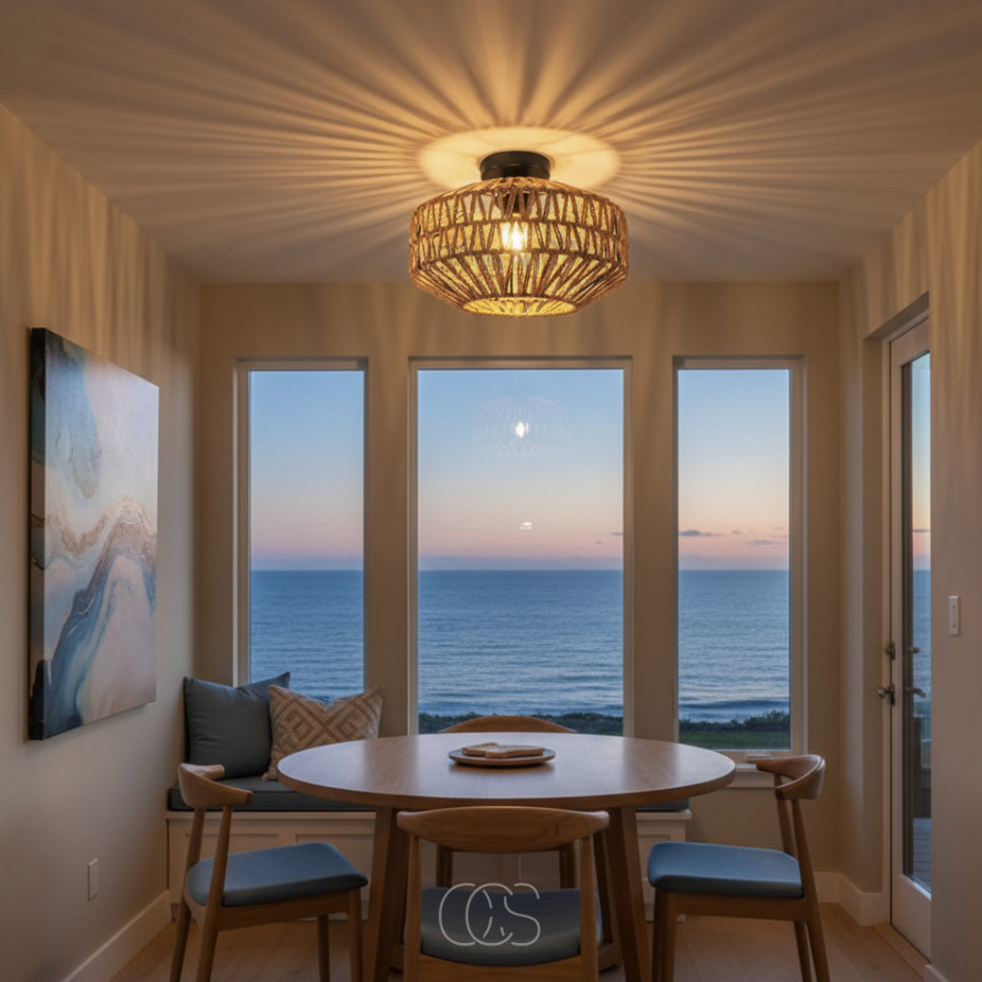 OCS - Lampada da soffitto Lina in rattan