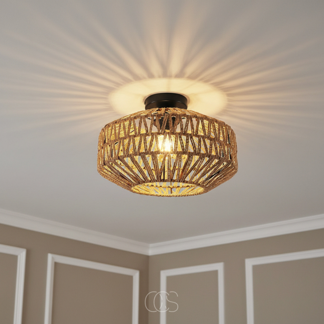 OCS - Lampada da soffitto Lina in rattan
