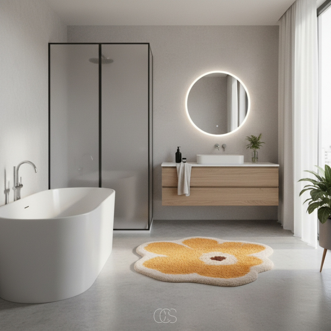 OCS - Tappetino da bagno a forma di fiore - antiscivolo