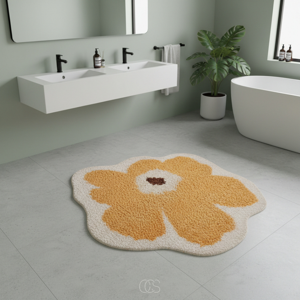 OCS - Tappetino da bagno a forma di fiore - antiscivolo