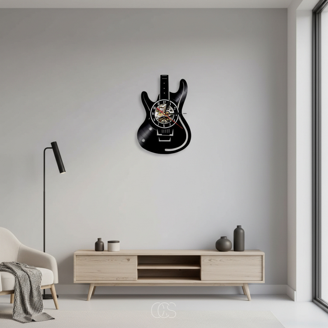 OCS - Orologio da parete in vinile a forma di chitarra
