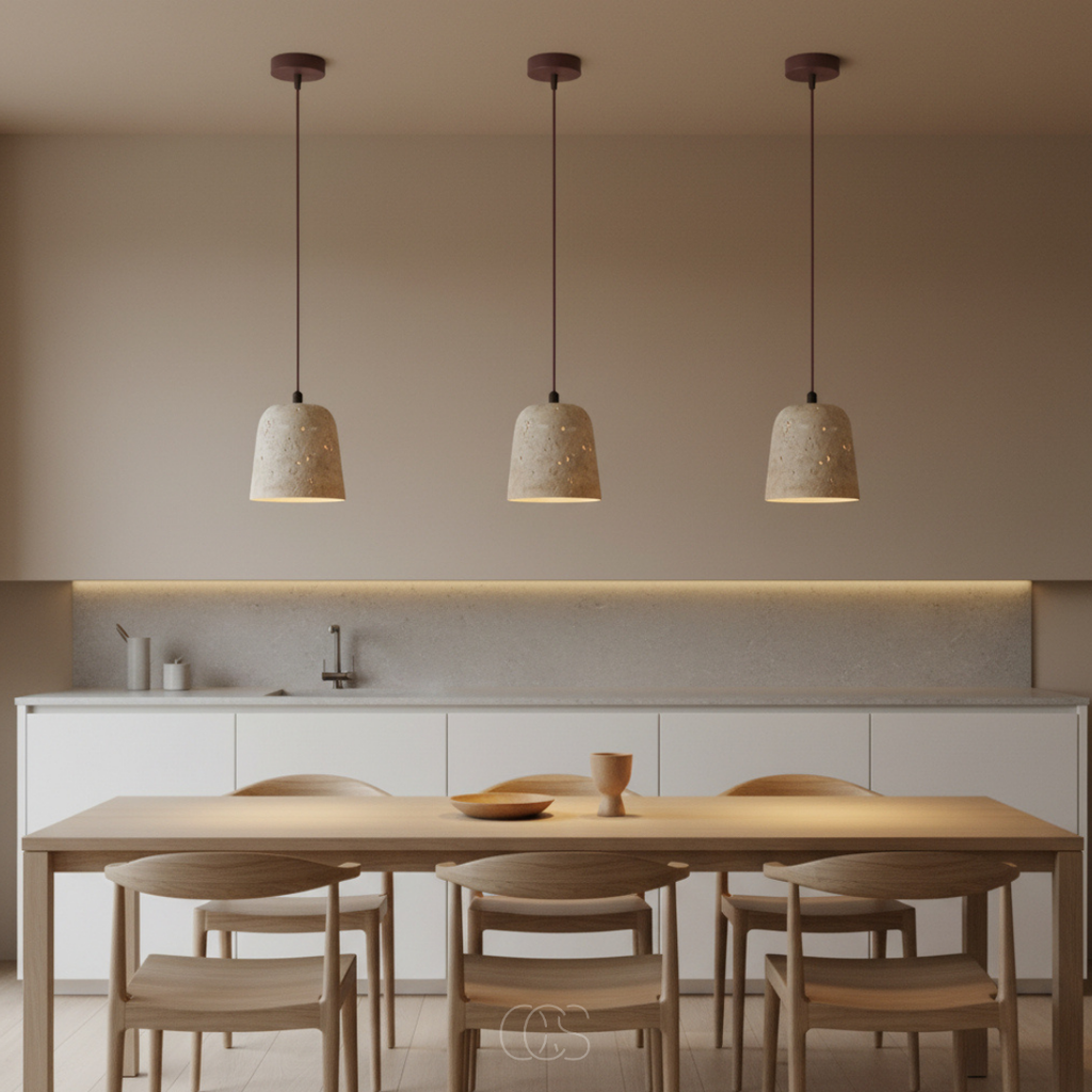 OCS - Xonio Japandi Lampada a Sospensione - Legno e Travertino