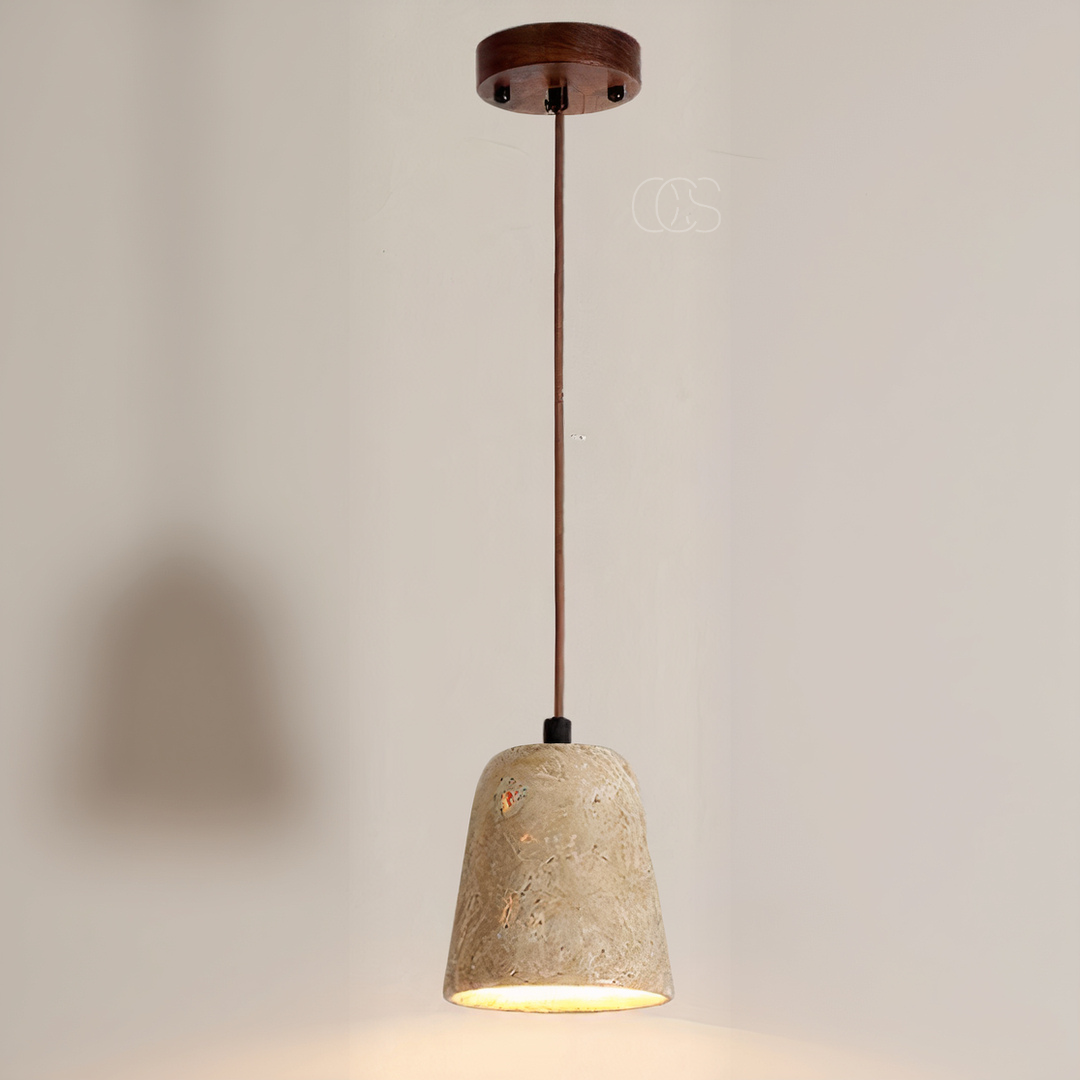 OCS - Xonio Japandi Lampada a Sospensione - Legno e Travertino
