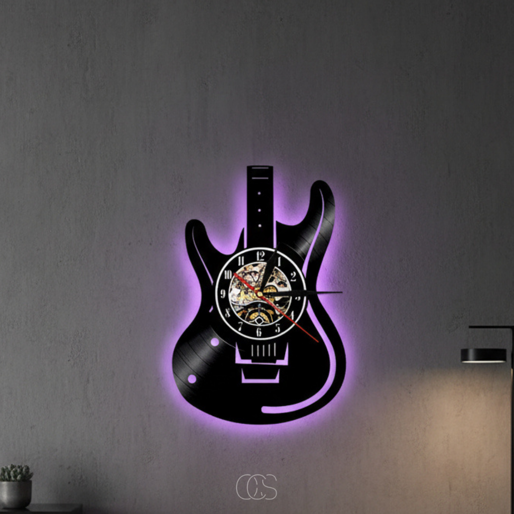 OCS - Orologio da parete in vinile a forma di chitarra