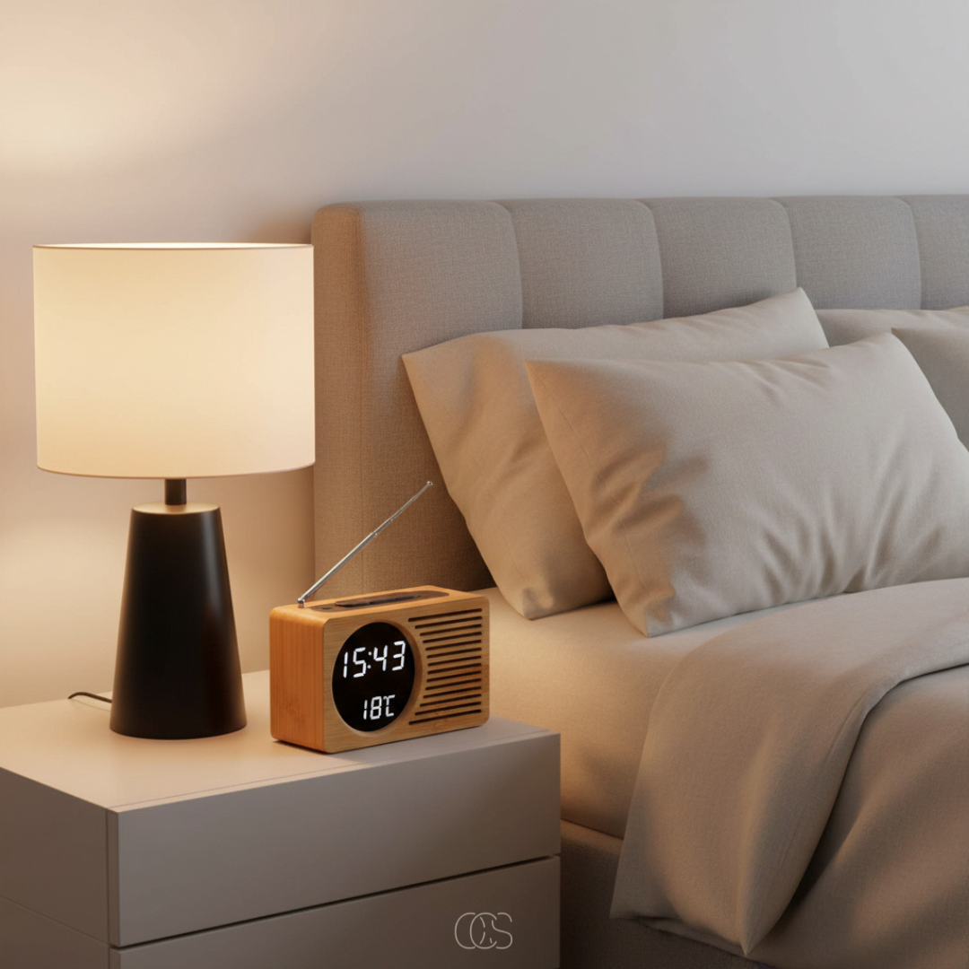 OCS - Sveglia Retro Bohemien con Radio FM - Sveglia Digitale LED con Temperatura & USB
