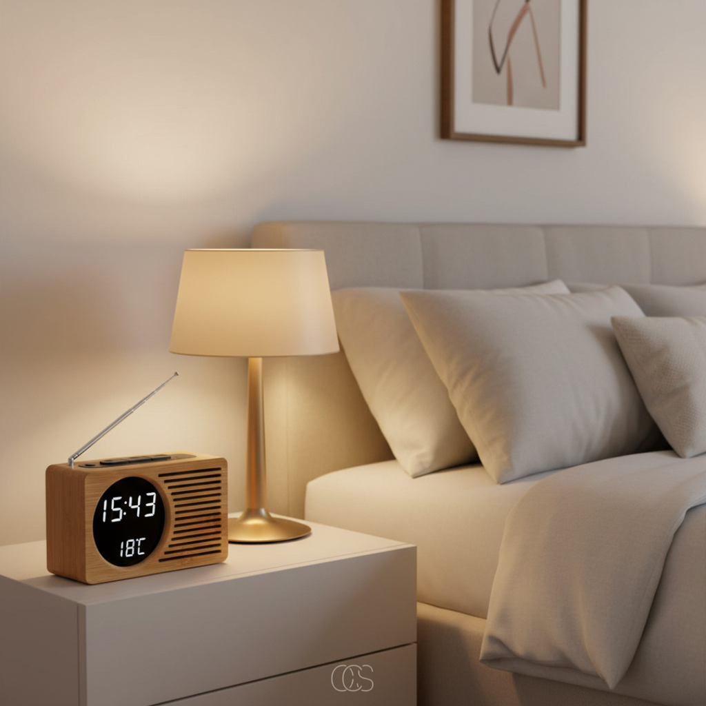 OCS - Sveglia Retro Bohemien con Radio FM - Sveglia Digitale LED con Temperatura & USB