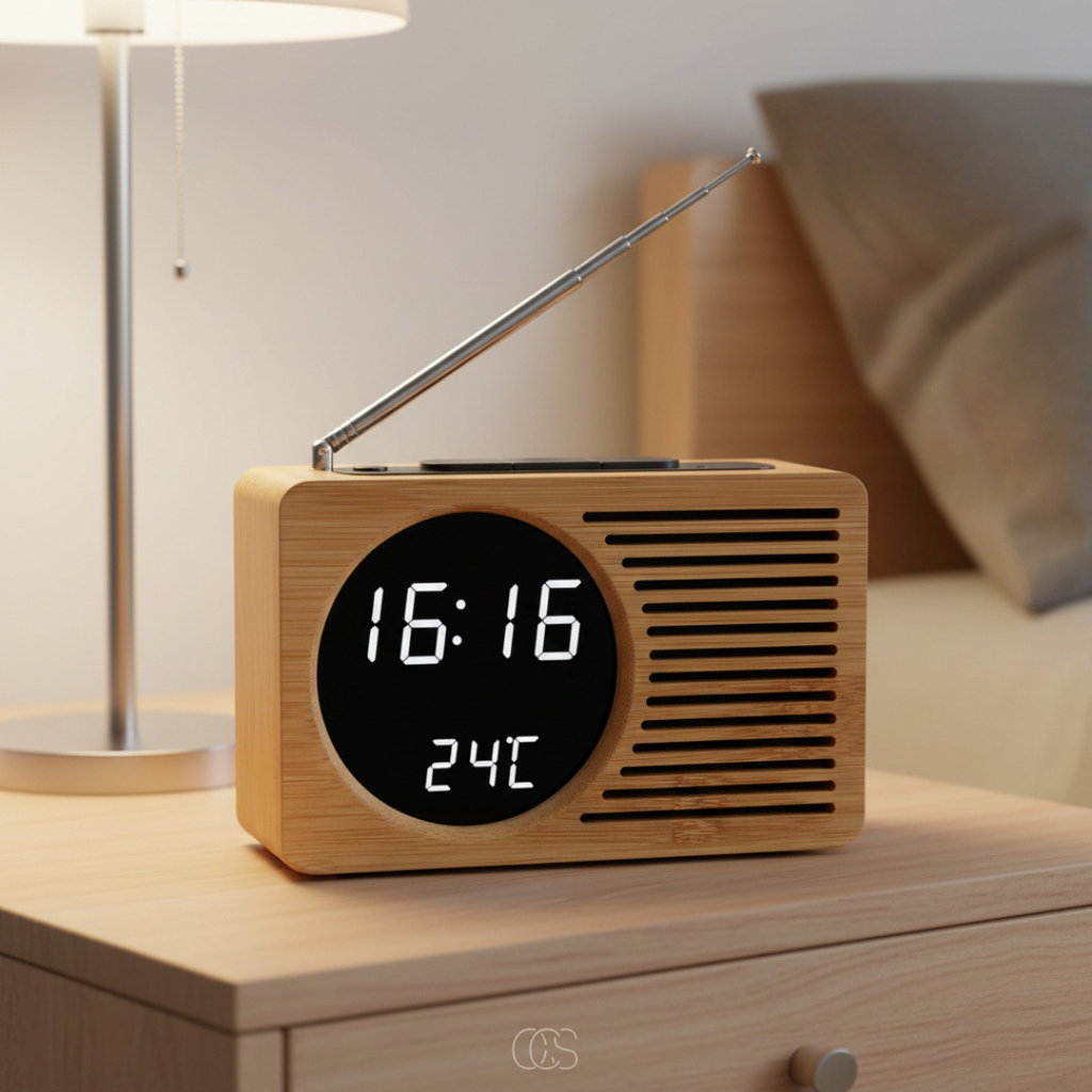 OCS - Sveglia Retro Bohemien con Radio FM - Sveglia Digitale LED con Temperatura & USB