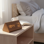 OCS - Orologio sveglia LED in legno multifunzionale con temperatura e umidità - Sveglia digitale con display dimmerabile
