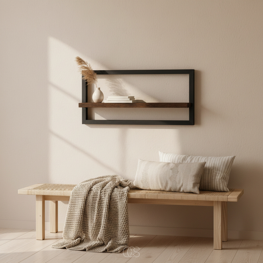OCS - Mensola a Muro Industriale Fluttuante – 40x25 cm – Design Moderno e Salvaspazio