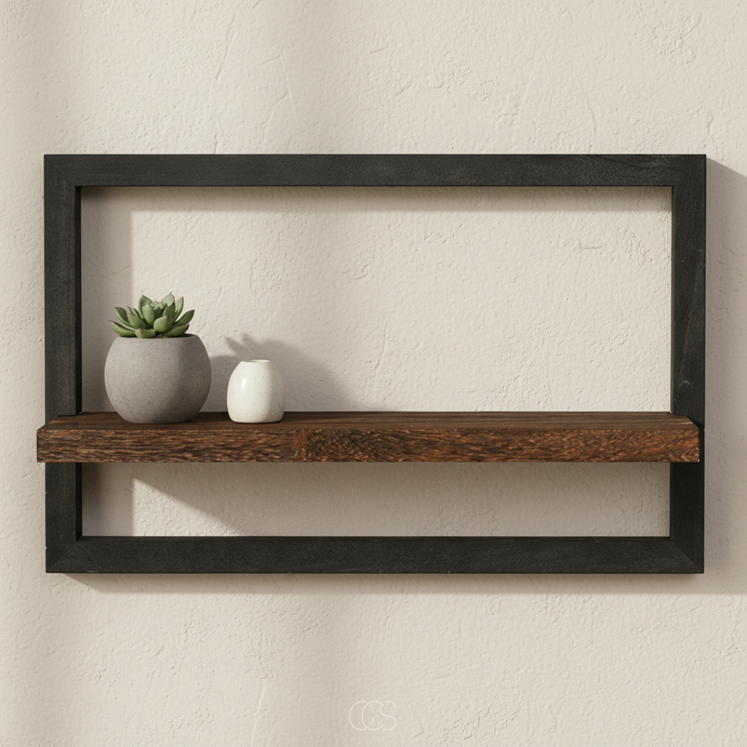 OCS - Mensola a Muro Industriale Fluttuante – 40x25 cm – Design Moderno e Salvaspazio