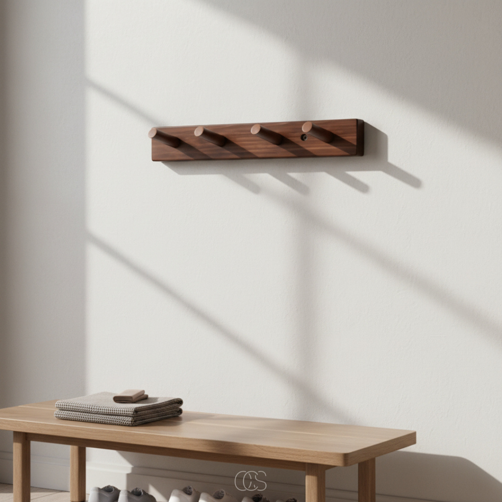 OCS - Appendiabiti in Legno Minimalista – Design Japandi – Fatto a Mano – Appendiabiti da Muro in Legno Massiccio