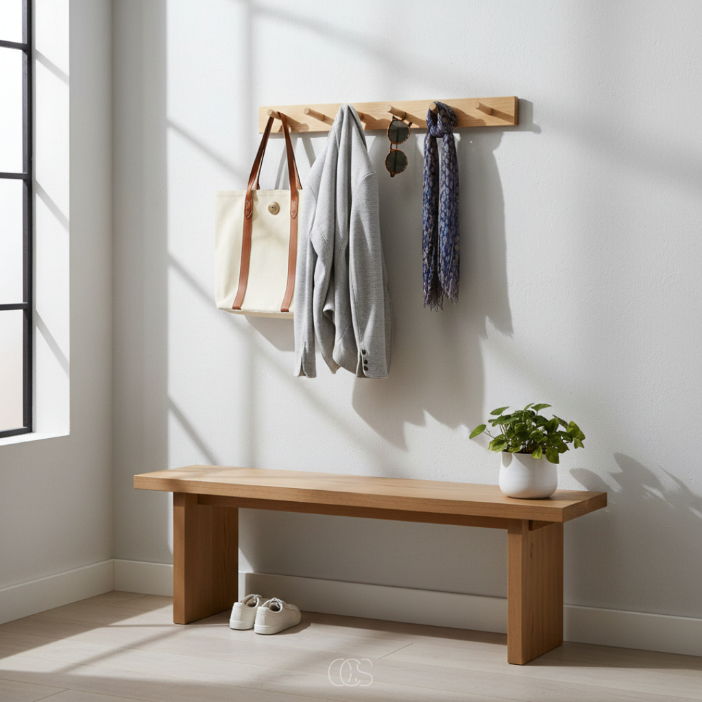 OCS - Appendiabiti in Legno Minimalista – Design Japandi – Fatto a Mano – Appendiabiti da Muro in Legno Massiccio