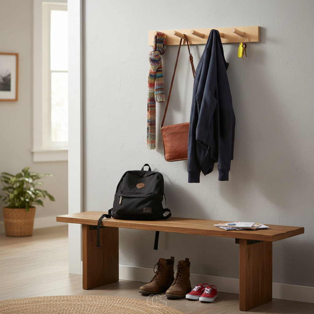 OCS - Appendiabiti in Legno Minimalista – Design Japandi – Fatto a Mano – Appendiabiti da Muro in Legno Massiccio
