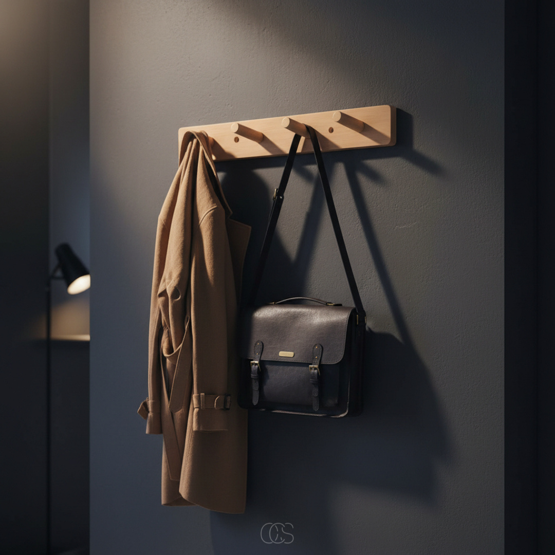 OCS - Appendiabiti in Legno Minimalista – Design Japandi – Fatto a Mano – Appendiabiti da Muro in Legno Massiccio