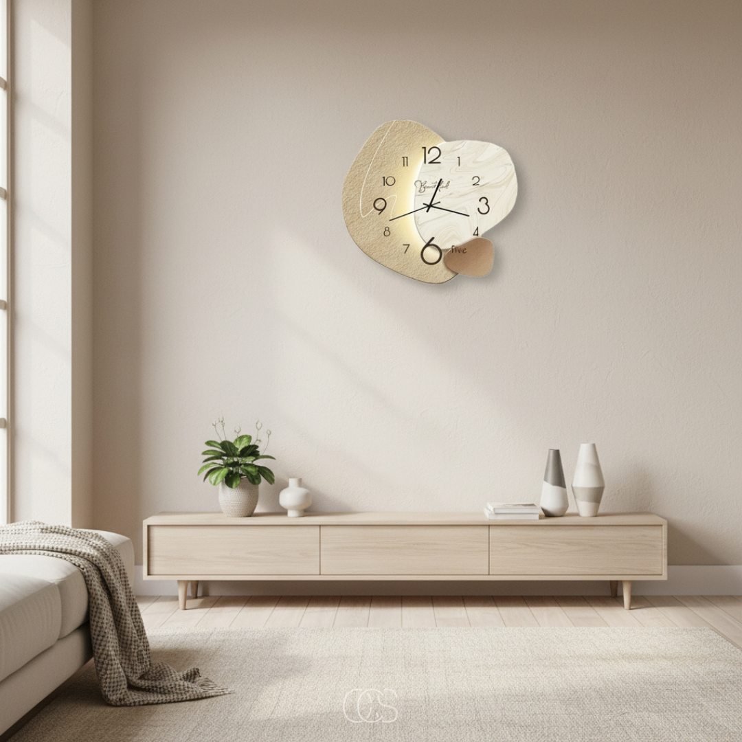 OCS - pirlo Orologio da parete moderno silenzioso scandinavo - Design in legno e metallo