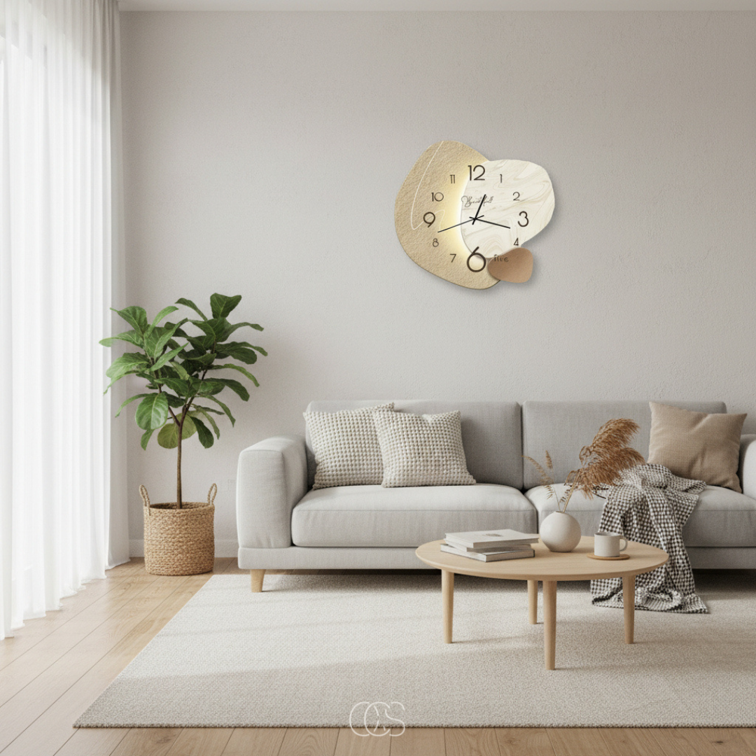 OCS - pirlo Orologio da parete moderno silenzioso scandinavo - Design in legno e metallo