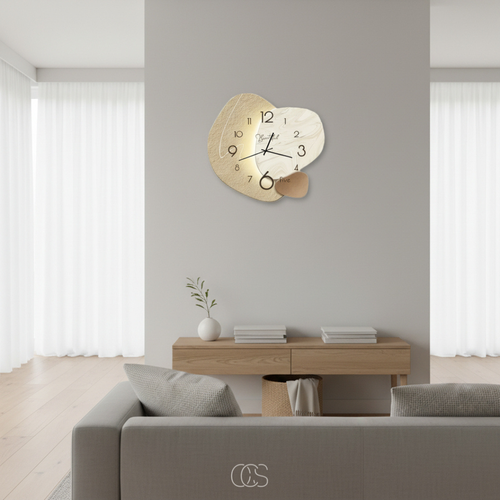 OCS - pirlo Orologio da parete moderno silenzioso scandinavo - Design in legno e metallo