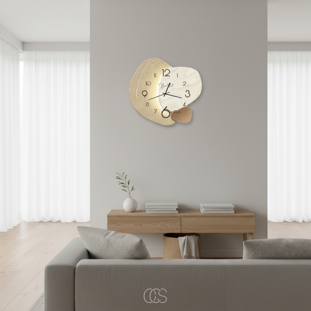 OCS - pirlo Orologio da parete moderno silenzioso scandinavo - Design in legno e metallo