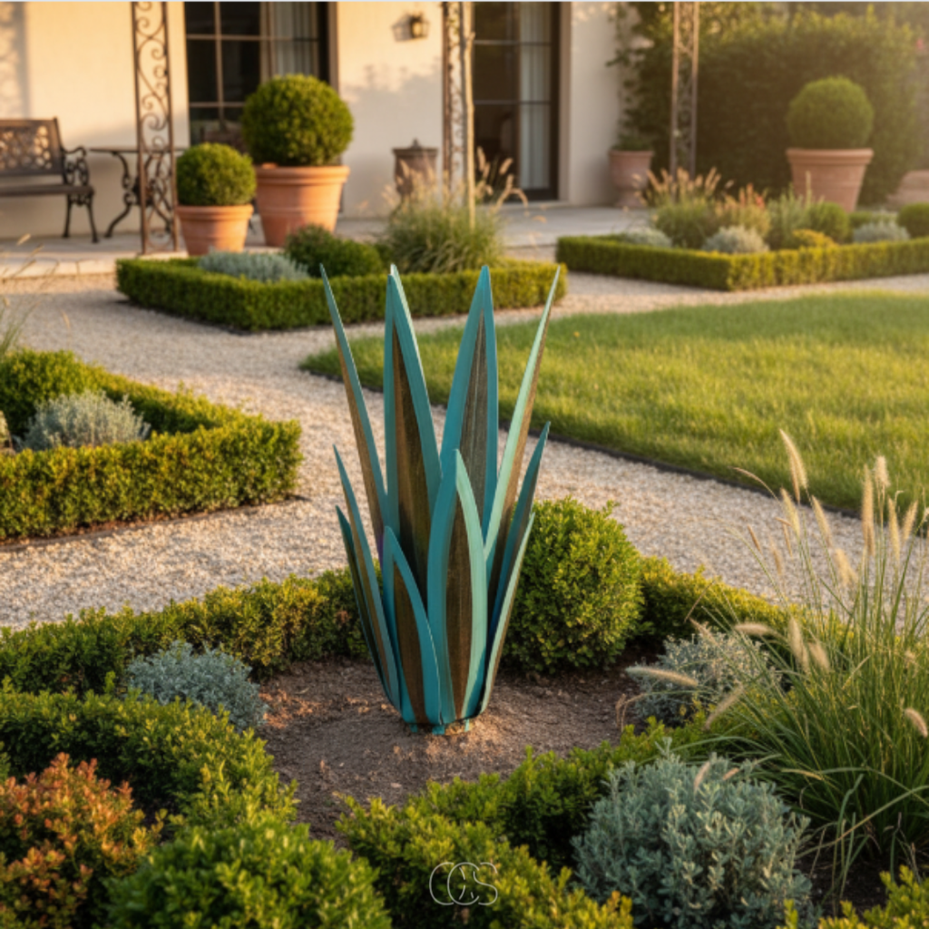 OCS - Scultura da Giardino in Metallo Agave - Fatta a Mano - Resistente alle Intemperie & Senza Manutenzione - Decorazione Rustica per Giardino