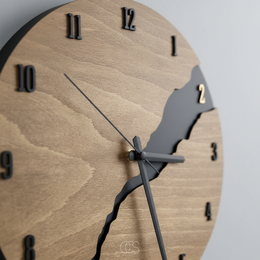 OCS - Orologio da parete minimalista in legno Pinak - Silenzioso