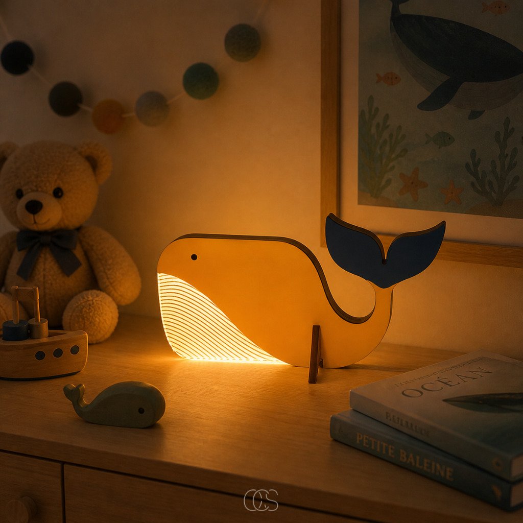 OCS - Lampada da Tavolo LED Scandinava - Lampada per Bambini per Camera e Comodino