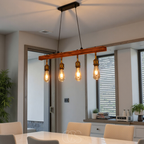OCS - Lampada da soffitto 4 luci – lampada da soffitto a più luci in legno e metallo