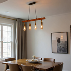 OCS - Lampada da soffitto 4 luci – lampada da soffitto a più luci in legno e metallo